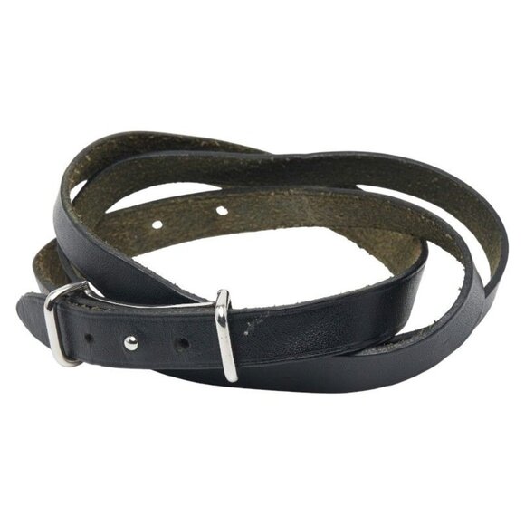 Hermes Api 2 Black Silver Leather Metal Belt